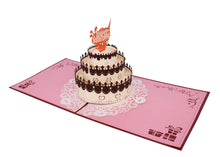 Load image into Gallery viewer, AITpop Red Birthday cake pop up card - AitPop