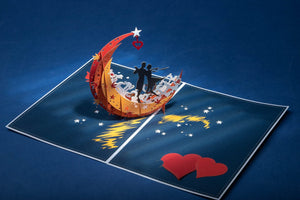 A Dance on Moon Boat Pop-up Card