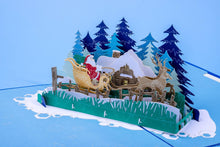 Load image into Gallery viewer, Christmas Santa Sleigh Pop-up Card