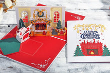 Load image into Gallery viewer, Fireplace with Santa Clause Christmas Pop-up Card