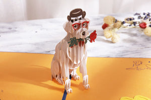 Puppy with a Rose Pop-up Card