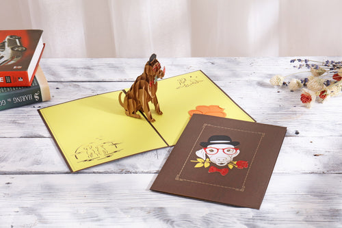 AITPOP Dog(Rose) brown cover pop up card - AitPop