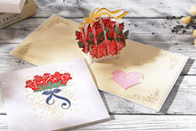 Load image into Gallery viewer, Rose Basket Pop-up Card