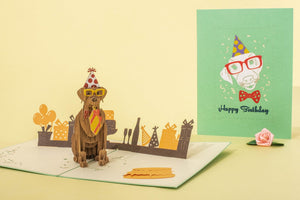 Puppy with Birthday Gift Pop-up Card