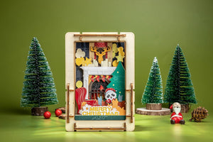 Christmas Fireplace Mini Wooden Theater