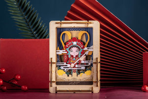 Chinese Opera Woman Warrior Orientalism Mini Wooden Puzzle